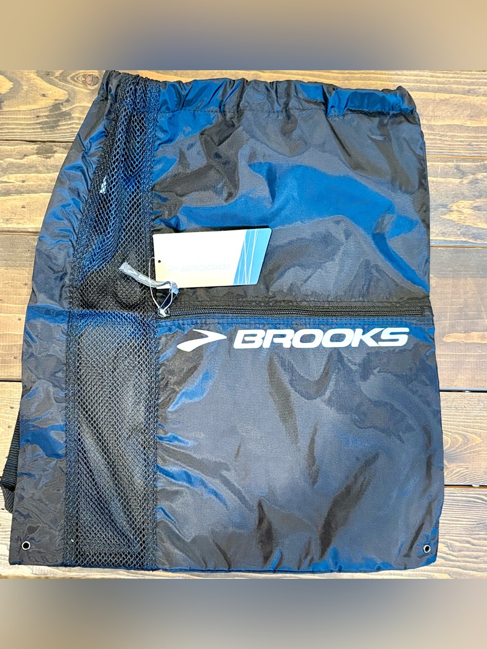 Brooks Black Drawstring Backpack with Pocket